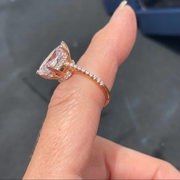 🌟🌟SOLD ITALO JEWELRY rose gold classic PEAR engagement ring brilliant stobox 6 - Picture 4 of 15